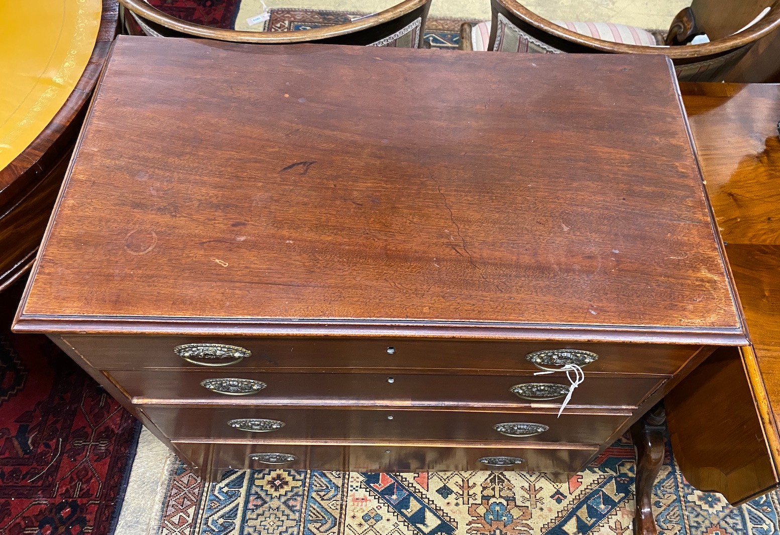 A small George IV and later mahogany four drawer chest, width 80cm, depth 45cm, height 80cm